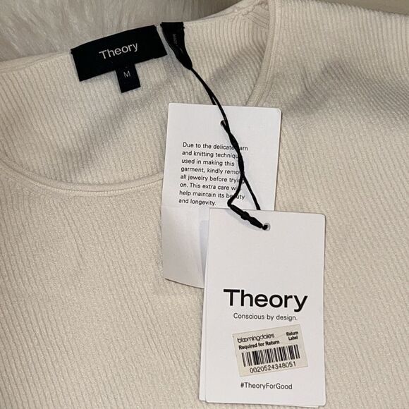 Theory ivory Compact Crepe knit sweater size medium nwt - Picture 3 of 8